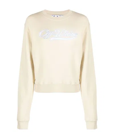 Off-white Logo-embroidered Cotton Sweatshirt In White