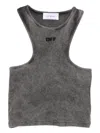 Off-white Logo-embroidered Crop Top In Gray