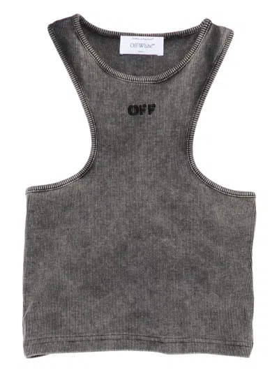 OFF-WHITE LOGO-EMBROIDERED CROP TOP