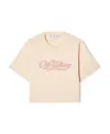 Off-white Logo-embroidered Cropped T-shirt In Nude