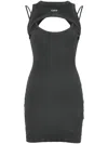 Off-white Layered Mini Dress With Cut Out Details In Grey