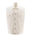 Off-white 90s Logo Embroidered Denim Vest In Nude