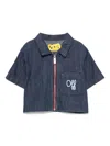 Off-white Logo-embroidered Denim Shirt In Blue
