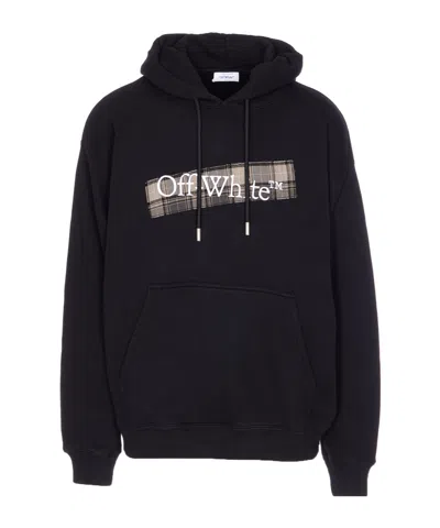 Off-white Flannel Diag Skate Drawstring Hoodie In Blue