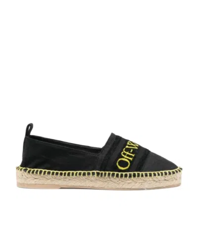 Off-white Logo-embroidered Espadrilles In Black Yellow