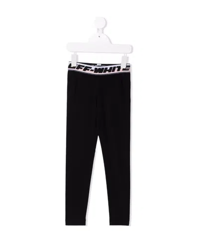 Off-white Logo Embroidered Fitted Trousers In Black