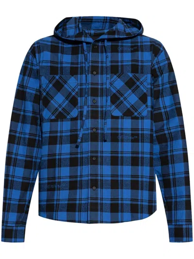 Off-white Checked Long-sleeved Shirt In Darkblue