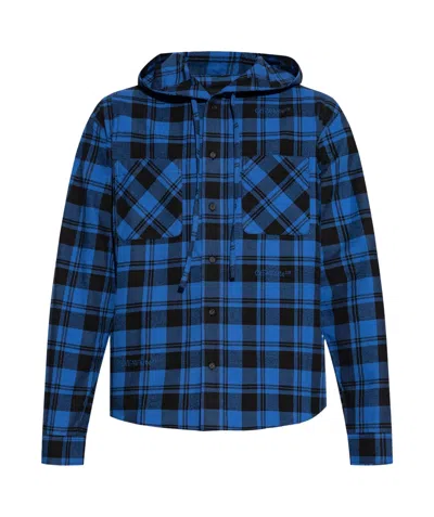 Off-white Checked Long-sleeved Shirt In Darkblue