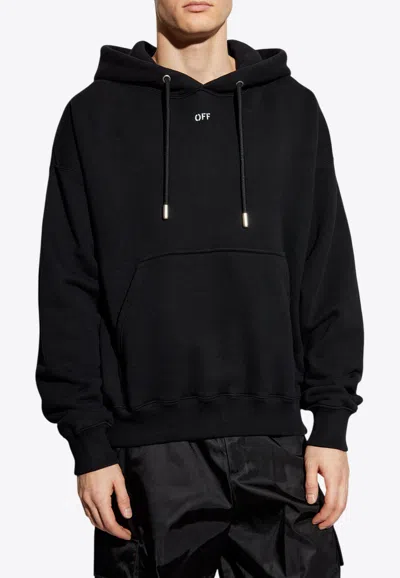 Off-white Logo-embroidered Hooded Sweatshirt In Black