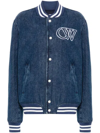 Off-white Logo-embroidered Jacket In Blue