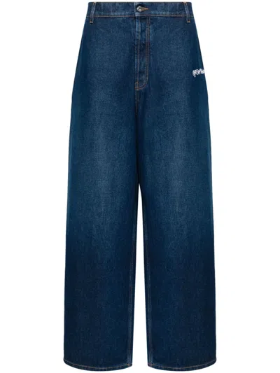 OFF-WHITE LOGO-EMBROIDERED JEANS