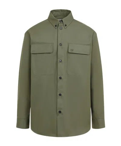 Off-white Logo-embroidered Shirt Jacket In Beige