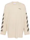 Off-white Logo-embroidered Long-sleeved T-shirt In Neutrals