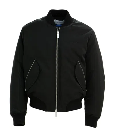 Off-white Logo-embroidered Padded Bomber Jacket In Black
