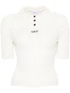 Off-white Logo-intarsia Open-knit Top In Neutrals