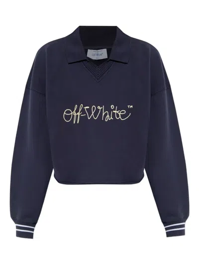 OFF-WHITE LOGO-EMBROIDERED POLO SWEATSHIRT