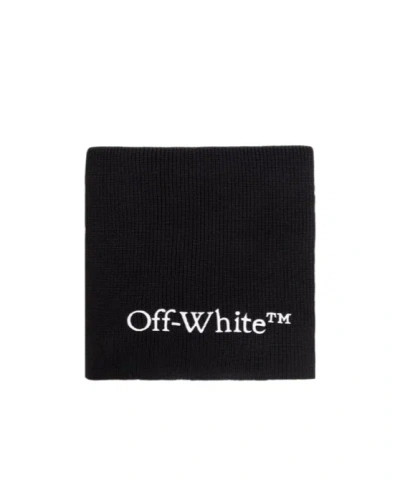 Off-white Logo Embroidered Scarf In Black
