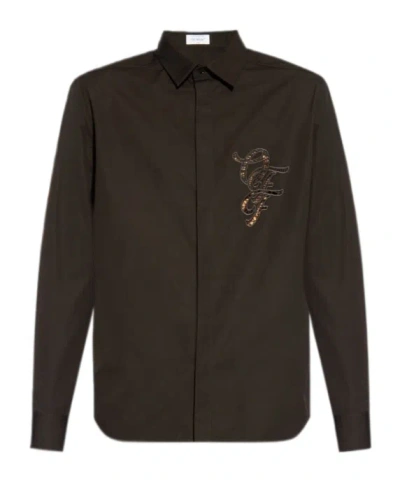 Off-white Logo-embroidered Shirt In Black