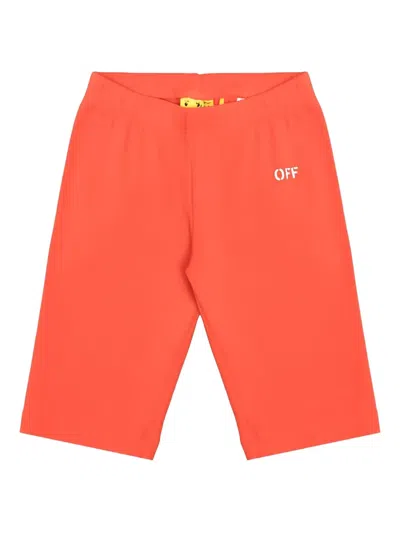 Off-white Kids' Logo-embroidered Shorts In Orange