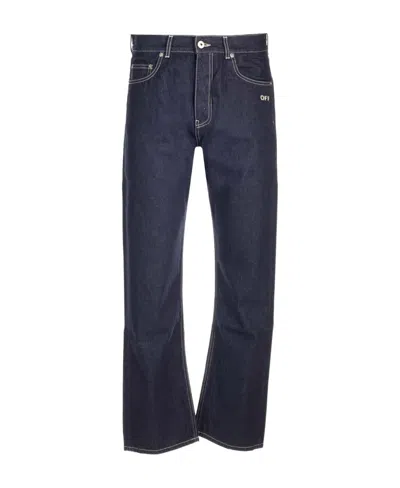 Off-white Logo-embroidered Skate Jeans In Black