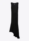 Off-white Black Light Ribbed Embroidered 20s Long Dress In Black