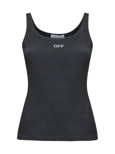 OFF-WHITE LOGO EMBROIDERED SLEEVELESS TOP