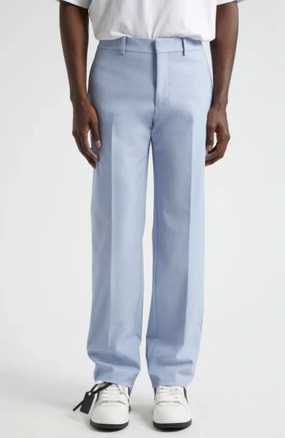 Off-white Logo Embroidered Slim Straight Leg Pants In Blue
