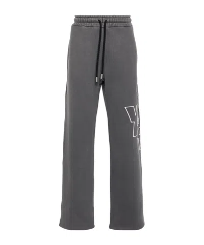 Off-white Logo-embroidered Straight Trousers In Black