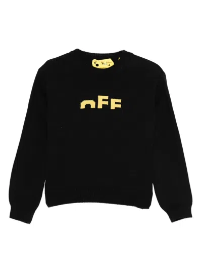 Off-white Kids' Logo-embroidered Sweater In Black