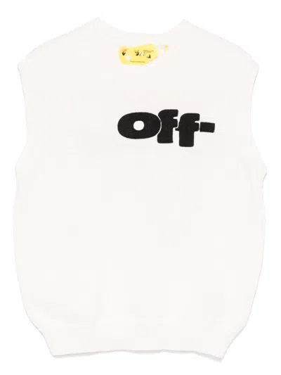 Off-white Kids' Logo-embroidered Sweater In Neutrals