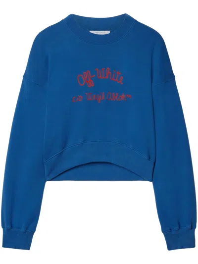 Off-white Logo-embroidered Sweatshirt In Blue