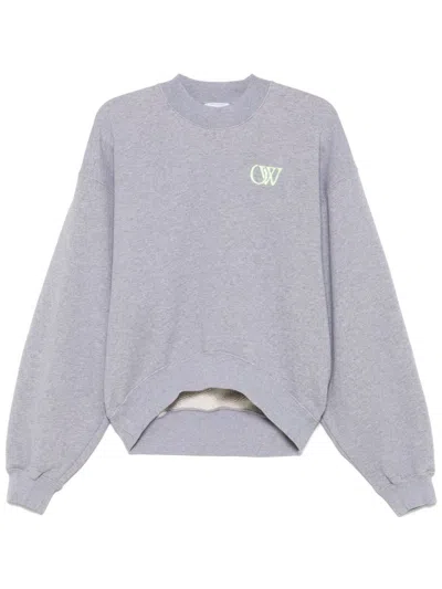 Off-white Logo-embroidered Sweatshirt In Gray