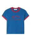 Off-white Blue Embr Script Type Fitted T-shirt In Red