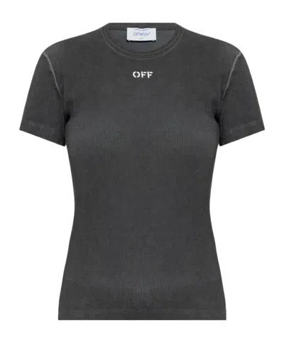 OFF-WHITE OFF-WHITE LOGO EMBROIDERED CREWNECK T-SHIRT