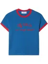Off-white Blue Embr Script Type Fitted T-shirt In Blue