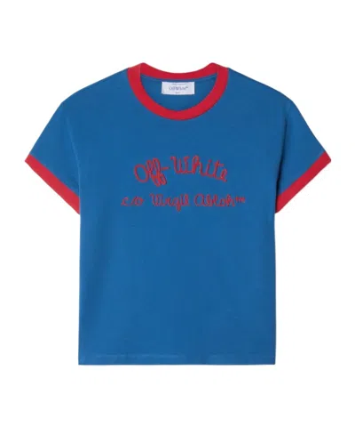 OFF-WHITE OFF-WHITE EMBR SCRIPT TYPE FITTED T-SHIRT