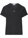Off-white Logo-embroidered T-shirt In Washed Gre