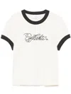Off-white Logo Embroidered T-shirt In Neutrals