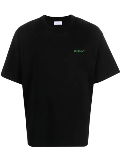 Off-white Logo-embroidered T-shirt In Schwarz