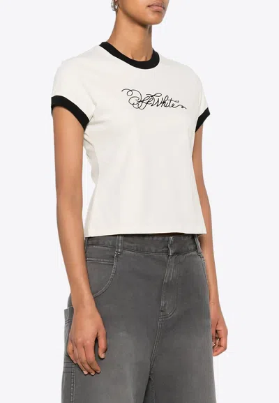 OFF-WHITE LOGO EMBROIDERED T-SHIRT