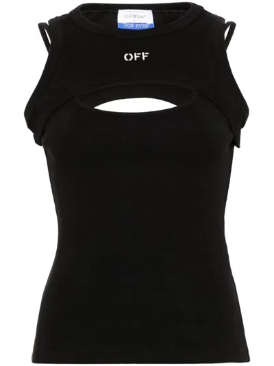 Off-white Logo-embroidered Tank Top In Black/white