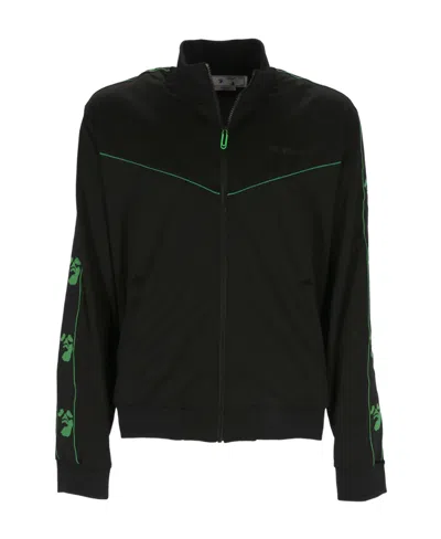 Off-white Logo Embroidered Track Jacket In Black