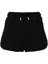 Off-white Ribbed Waist Drawstring Shorts With Mesh Insert In Black