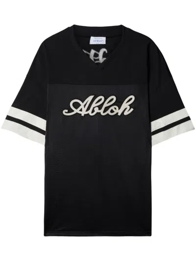 Off-white Logo-embroidered V-neck T-shirt In Black White