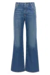 Off-white Logo Embroidered Denim Trousers In Blue