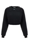 Off-white Cotton Sweatshirt With Frontal Logo In Black