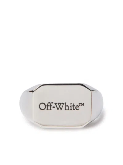 Off-white Logo-engraved Brass Ring In White