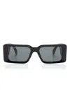 Off-white Logo-engraved Rectangle-frame Sunglasses In Black