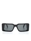 Off-white Logo-engraved Rectangle-frame Sunglasses In Black