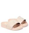 Off-white Logo Faux-leather Slides In Pink